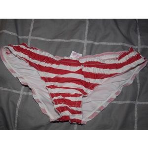Ruffled Red and White Striped Bikini Bottom